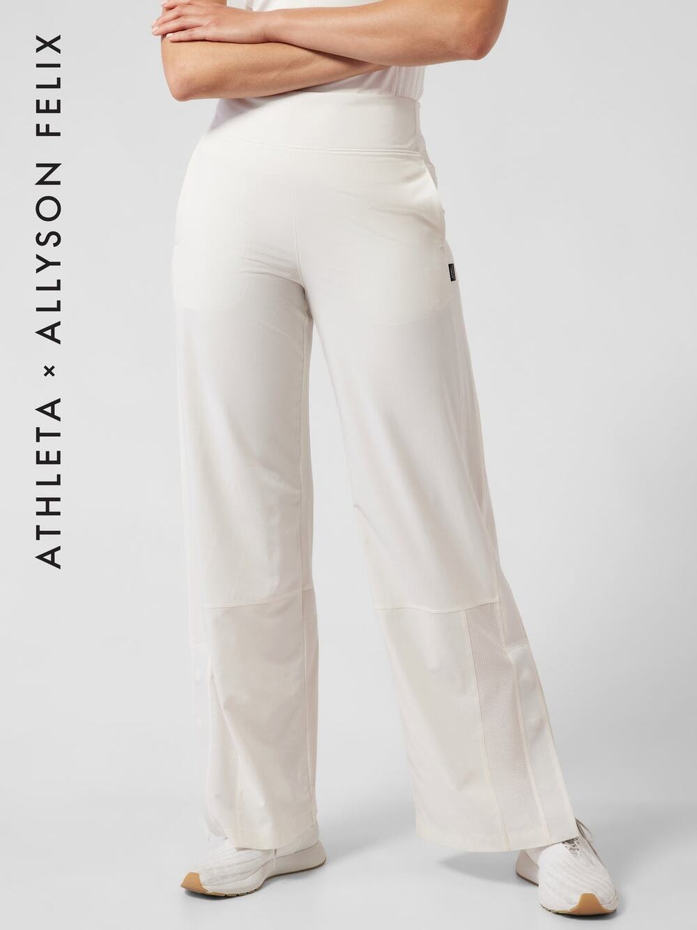 Athleta x Allyson Felix Wide Leg Legend Track Pants Ivory White XL Athleisure